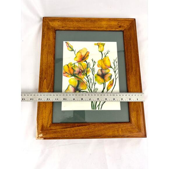 Poppies Watercolor Painting Wall Decor Orange Flower Art Signed & Framed - Picture 5 of 14